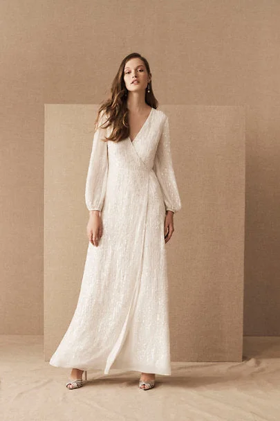 Wedding dress with tulle overlay for delicate feel -BHLDN Casey Dress