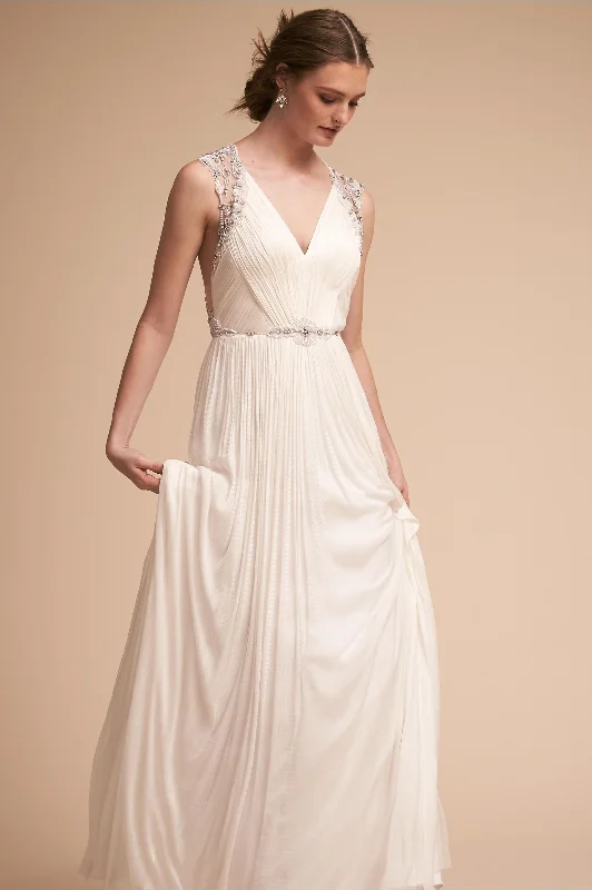 Beach wedding dress with simple elegance -BHLDN Catherine Deane Friday Gown