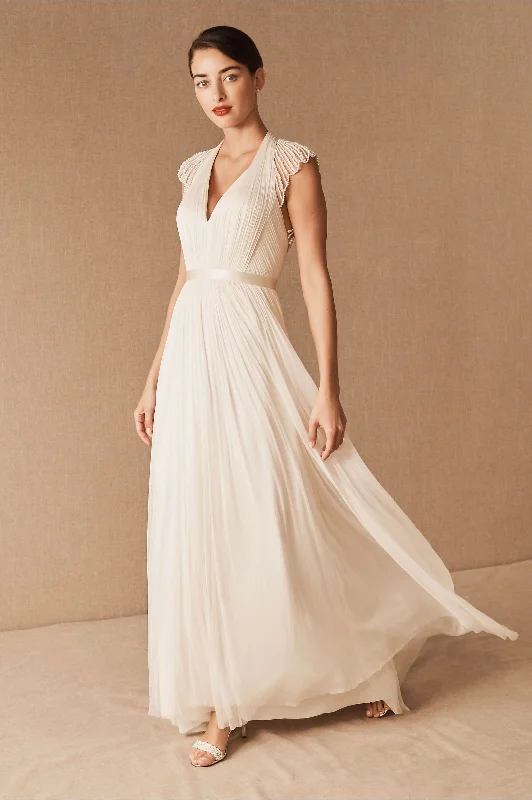 Modern bridal wedding dress with fitted waist -BHLDN Catherine Deane Kellyn Gown