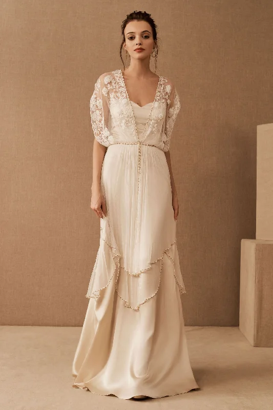 Simple wedding dress with bow details for charm -BHLDN Catherine Deane Lita Gown