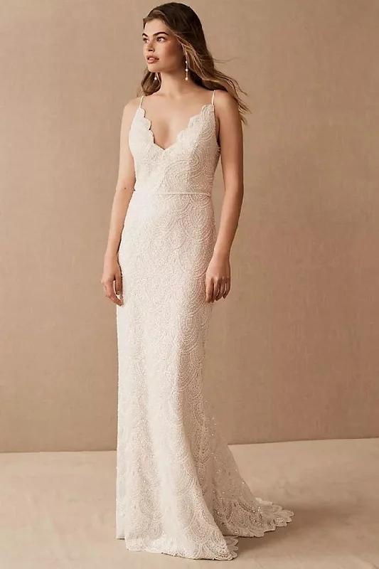 Elegant wedding dress with keyhole back for unique style -BHLDN Catherine Deane Wesley Gown Elegant wedding dress with keyhole back for unique style -BHLDN Catherine Deane Wesley Gown
