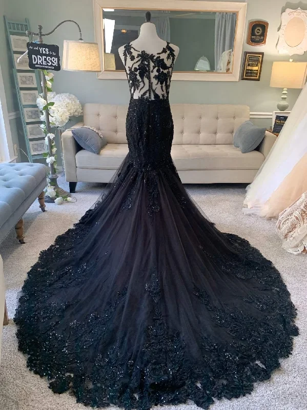 Black Wedding Dress, Gothic Wedding Dress, Mermaid Black Dress, A Line Wedding Dress, Black Lace Wedding Dress, Illusion Back Wedding Dress Black Wedding Dress, Gothic Wedding Dress, Mermaid Black Dress, A Line Wedding Dress, Black Lace Wedding Dress, Illusion Back Wedding Dress