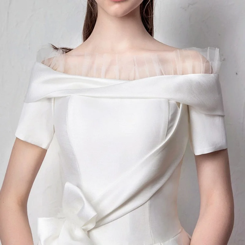 Cinessd fashion inspo Temperament Gauze One Shoulder Wedding Dress Satin Bride Wedding Ceremony 2023 New Satin Simple Welcome Evening Dress Tail Cinessd fashion inspo Temperament Gauze One Shoulder Wedding Dress Satin Bride Wedding Ceremony 2023 New Satin Simple Welcome Evening Dress Tail