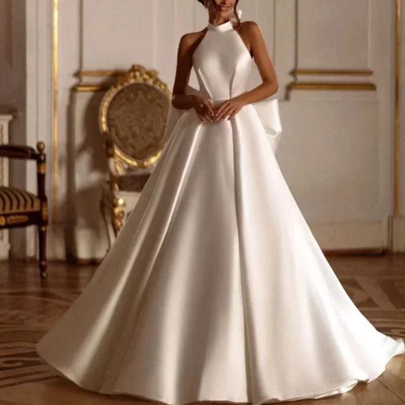 Cinessdshop princess costume ideas French Style Light Luxury High-Grade Satin Wedding Dress Simple Sexy Front Slit Bridal Outdoor Yarn Classic Halter Evening Dress Cinessdshop princess costume ideas French Style Light Luxury High-Grade Satin Wedding Dress Simple Sexy Front Slit Bridal Outdoor Yarn Classic Halter Evening Dress