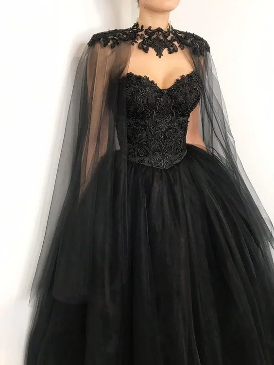 corset lace wedding dress with cape, heavy beading fantasy gown, black tulle wedding prom dress cg22036 corset lace wedding dress with cape, heavy beading fantasy gown, black tulle wedding prom dress cg22036