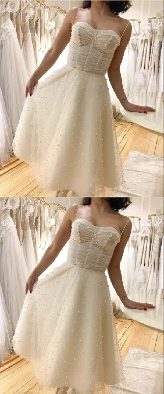 Corset Wedding Dresses Tea Length prom Dress     cg21752