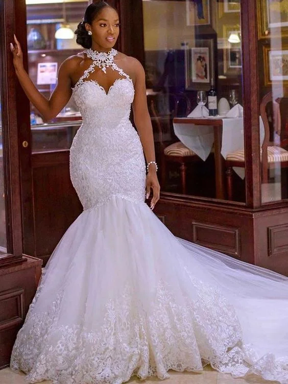 custom evening prom dresses Halter Sexy See Through Lace Mermaid Wedding Dresses cg19717 custom evening prom dresses Halter Sexy See Through Lace Mermaid Wedding Dresses cg19717