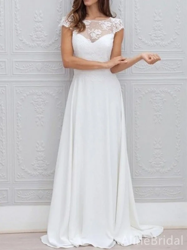 Wedding dress with satin sash for waist definition -Elegant White A-line Long Wedding Dresses,WD3095 Wedding dress with satin sash for waist definition -Elegant White A-line Long Wedding Dresses,WD3095