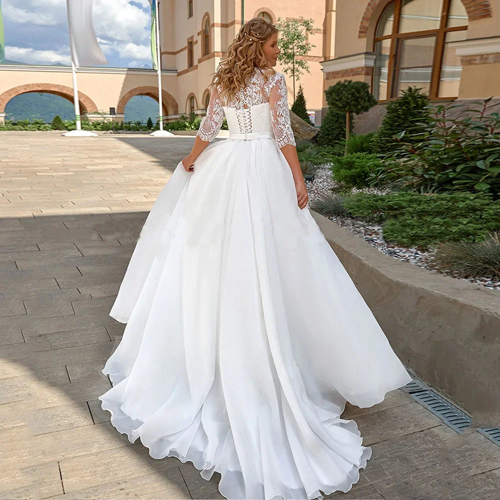 Cinessd Elegant Plus Size Wedding Dress for Woman A-Line Half Sleeves V-Neck Lace Applique Bridal Dresses Custom Made Robe De Mariee Cinessd Elegant Plus Size Wedding Dress for Woman A-Line Half Sleeves V-Neck Lace Applique Bridal Dresses Custom Made Robe De Mariee