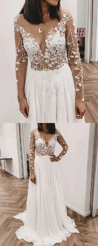 Elegant long sleeves beach wedding dress lace appliques boho gown for bride prom gown cg13419 Elegant long sleeves beach wedding dress lace appliques boho gown for bride prom gown cg13419