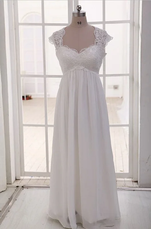 Lace wedding dress with embroidered floral details -Empire See Through Sweetheart Maternity Bridal Wedding Gown Lace wedding dress with embroidered floral details -Empire See Through Sweetheart Maternity Bridal Wedding Gown