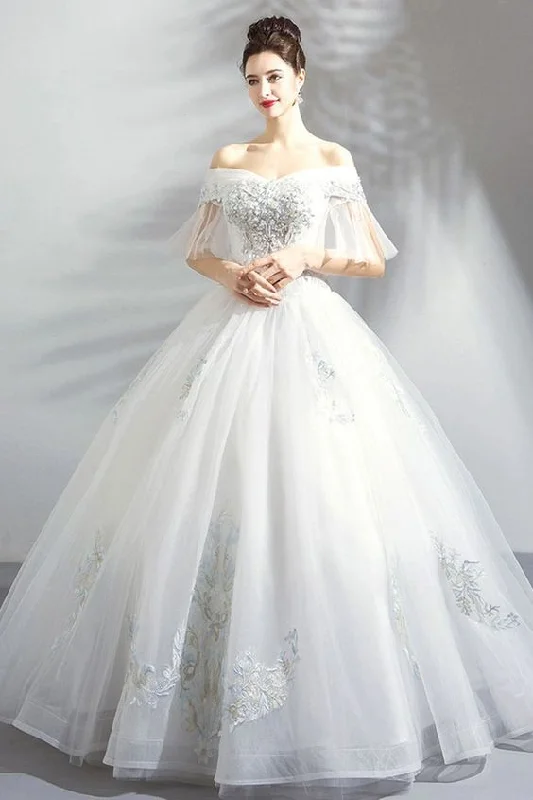 Fancy Embroidery Ball Gown Wedding Dress Princess With Off Shoulder Formal Prom Dress cg18675 Fancy Embroidery Ball Gown Wedding Dress Princess With Off Shoulder Formal Prom Dress cg18675