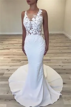 Glamorous Mermaid Wedding Dresses Sleeveless Sheer Tulle Bridal Gowns Prom Dress cg9695 Glamorous Mermaid Wedding Dresses Sleeveless Sheer Tulle Bridal Gowns Prom Dress cg9695