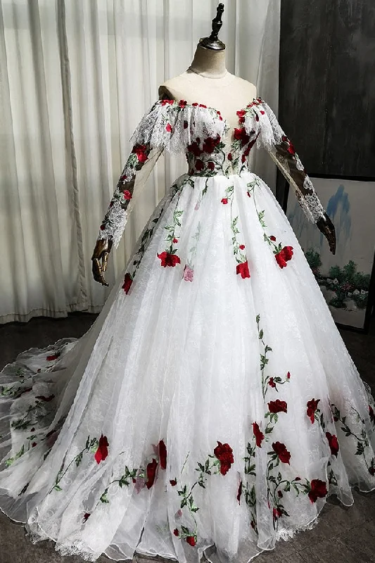 Gorgeous Long Sleeves Lace Embroidery Ball Gown Wedding Dresses Sweet 16 Dress C2246 Gorgeous Long Sleeves Lace Embroidery Ball Gown Wedding Dresses Sweet 16 Dress C2246