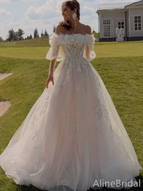 Elegant wedding dress with backless design -Gorgeous Off-Shoulder Strapless Lace A-line Long Wedding Dresses,WD3072 Elegant wedding dress with backless design -Gorgeous Off-Shoulder Strapless Lace A-line Long Wedding Dresses,WD3072