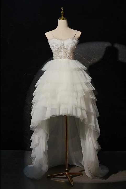 Bridal gown with halter neckline for modern touch -High Low New Arrival Spaghetti Straps Wedding Dresses Bridal gown with halter neckline for modern touch -High Low New Arrival Spaghetti Straps Wedding Dresses