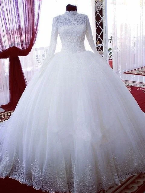High Neck Long Sleeves Bridal Ball Gown Wedding Dresses Bridal Gowns Prom Dress cg16525 High Neck Long Sleeves Bridal Ball Gown Wedding Dresses Bridal Gowns Prom Dress cg16525