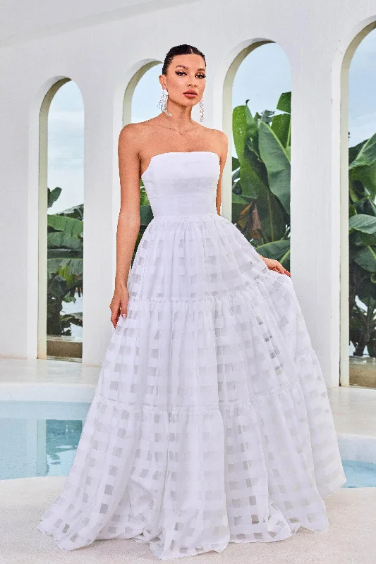 Chic wedding dress with geometric cut-out details -J'Adore Dresses J24048 - Straight Across Evening Gown Chic wedding dress with geometric cut-out details -J'Adore Dresses J24048 - Straight Across Evening Gown
