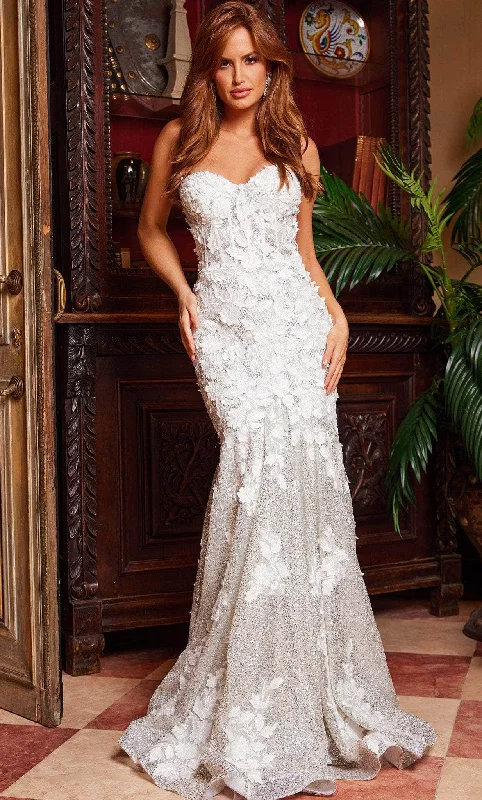 Elegant wedding dress with deep scoop neckline -Jovani 07496 - Strapless Gown