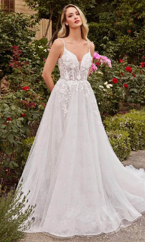 Short wedding dress for second marriage -Ladivine CD857W - A-line Bridal Gown