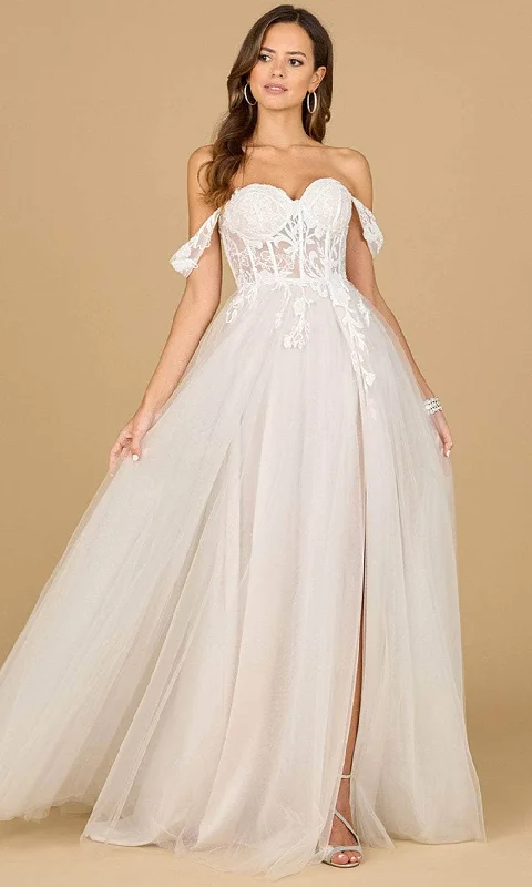 Affordable wedding dress with detachable train -Lara Dresses 51114 - Off-Shoulder Wedding Gown Affordable wedding dress with detachable train -Lara Dresses 51114 - Off-Shoulder Wedding Gown