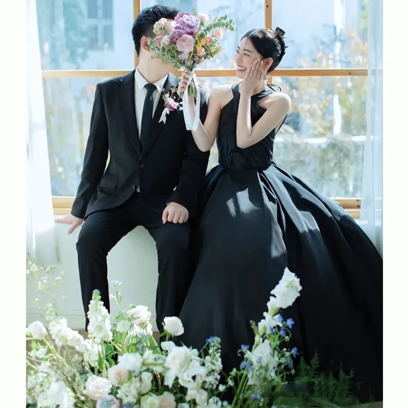 Light Wedding Temperament Backless Sleeveless Hepburn Style Satin Wedding Evening Dress Light Wedding Temperament Backless Sleeveless Hepburn Style Satin Wedding Evening Dress