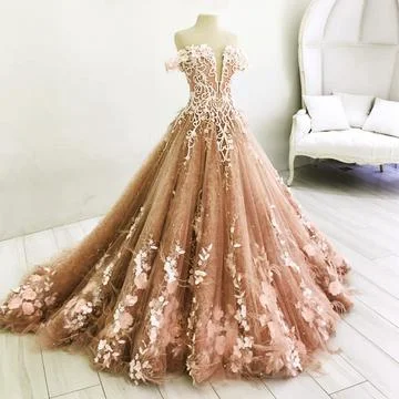 Long Champagne Prom Dress Lace Embroidery Off Shoulder Tulle Ball Gown Wedding Dresses cg21354 Long Champagne Prom Dress Lace Embroidery Off Shoulder Tulle Ball Gown Wedding Dresses cg21354