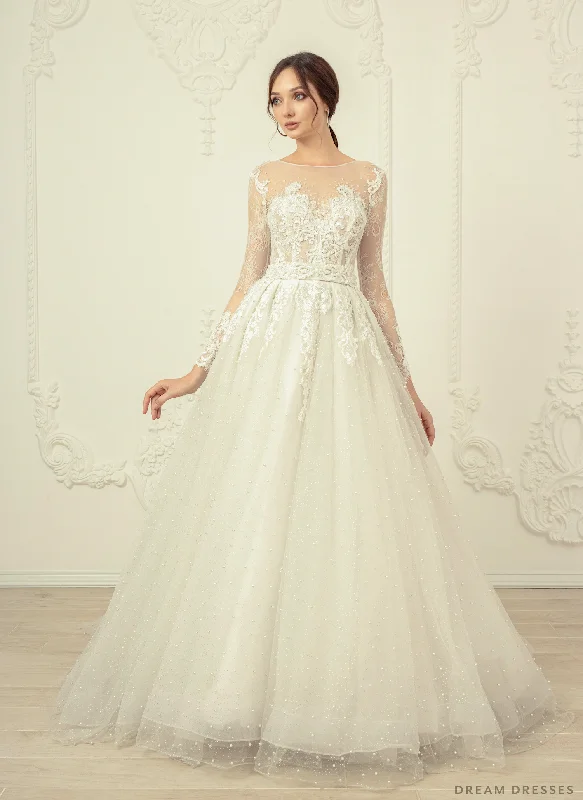 Classic wedding dress with high neckline for sophistication -Long Sleeves Lace Wedding Dress (#Jolanda) Classic wedding dress with high neckline for sophistication -Long Sleeves Lace Wedding Dress (#Jolanda)