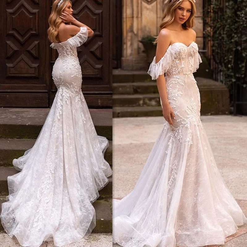 Cinessd Back to school outfit Luxury Cap Sleeves Lace Wedding Dress Mermaid 2022 Sweetheart Tulle Bridal Gown With Train Sexy Backless Bow Shiny Custom Made Cinessd Back to school outfit Luxury Cap Sleeves Lace Wedding Dress Mermaid 2022 Sweetheart Tulle Bridal Gown With Train Sexy Backless Bow Shiny Custom Made