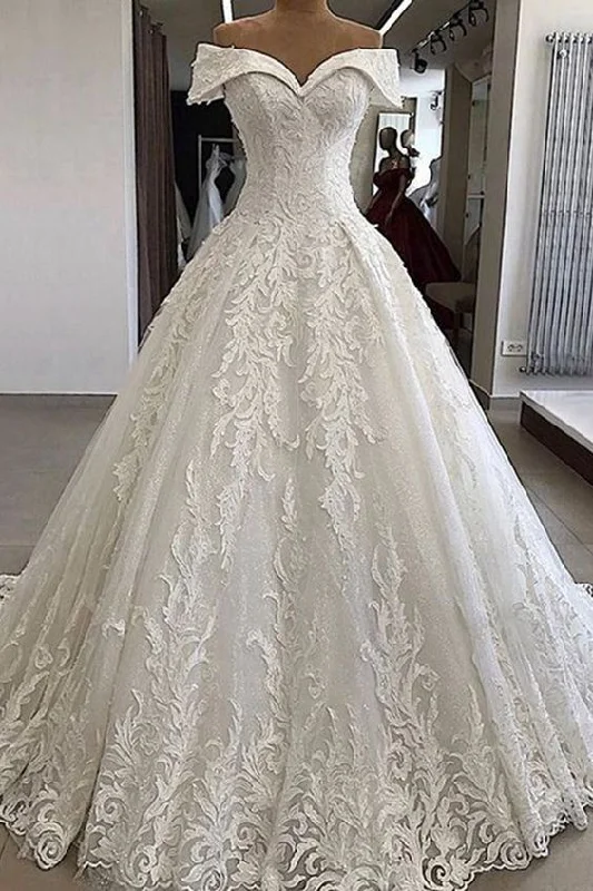 Luxury White Lace Off Shoulder Long Applique Wedding Dress, Formal Prom Dress cg17736 Luxury White Lace Off Shoulder Long Applique Wedding Dress, Formal Prom Dress cg17736