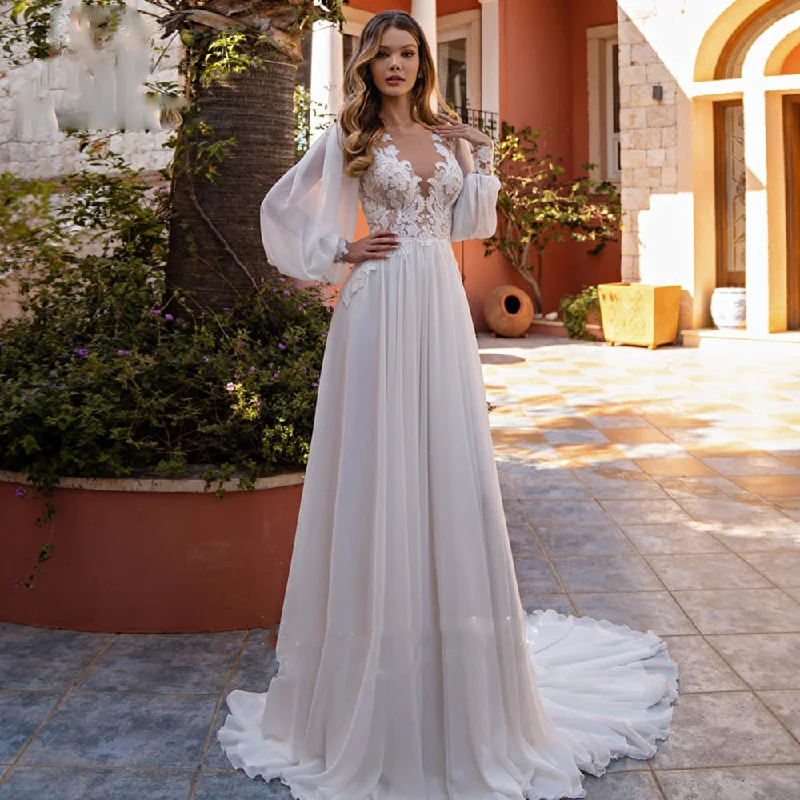 Cinessd Back to school outfit Modest A-Line V-Neck Tulle Wedding Dress 2024 Elegant Appliques Button Bridal Gown Women Flowly Puff Sleeve Vestido De Novia Cinessd Back to school outfit Modest A-Line V-Neck Tulle Wedding Dress 2024 Elegant Appliques Button Bridal Gown Women Flowly Puff Sleeve Vestido De Novia