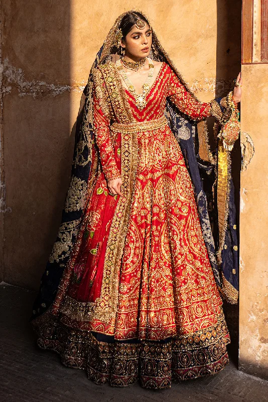 Wedding dresses with flowing skirt for romance -Navy Blue and Red Pakistani Bridal Dress In Pishwas Lehnga Style Wedding dresses with flowing skirt for romance -Navy Blue and Red Pakistani Bridal Dress In Pishwas Lehnga Style