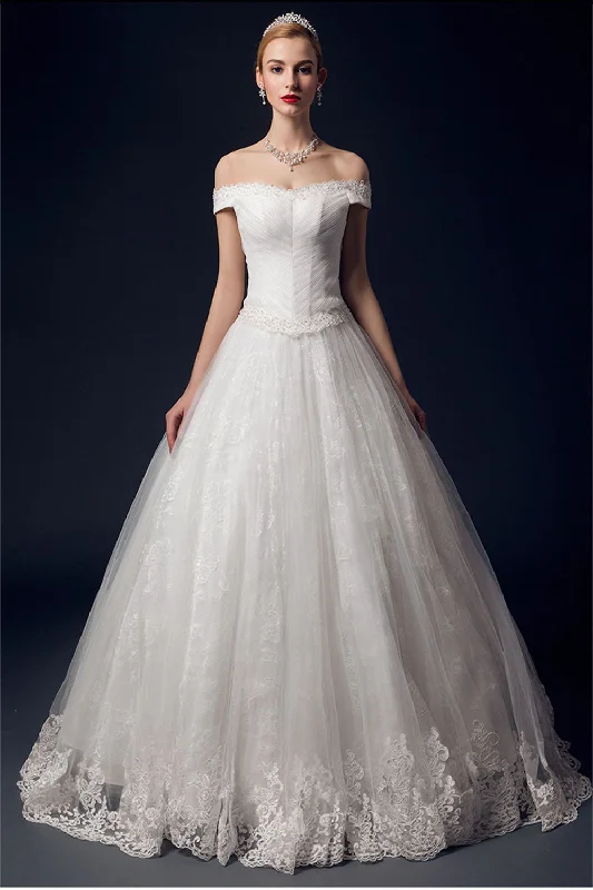 Luxury wedding dress with sequined details for sparkle -Off Shoulder Long Big Ball Gowns Wedding Dress For Women W15 Luxury wedding dress with sequined details for sparkle -Off Shoulder Long Big Ball Gowns Wedding Dress For Women W15