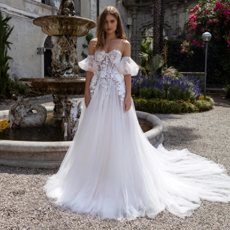 Cinessd Back to school outfit Off The Shoulder Tulle Wedding Dress 2022 Separate Sleeves Lace Appliques Beach Boho Bride For Women Custom Made Robe De Mariee Cinessd Back to school outfit Off The Shoulder Tulle Wedding Dress 2022 Separate Sleeves Lace Appliques Beach Boho Bride For Women Custom Made Robe De Mariee