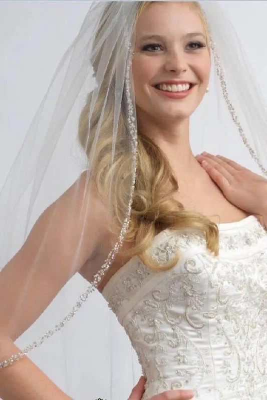 Simple bridal dress with fitted waistline -One Layer Fingertip Beading Edge Wedding Veils with Crystals and Sequins WV2 Simple bridal dress with fitted waistline -One Layer Fingertip Beading Edge Wedding Veils with Crystals and Sequins WV2