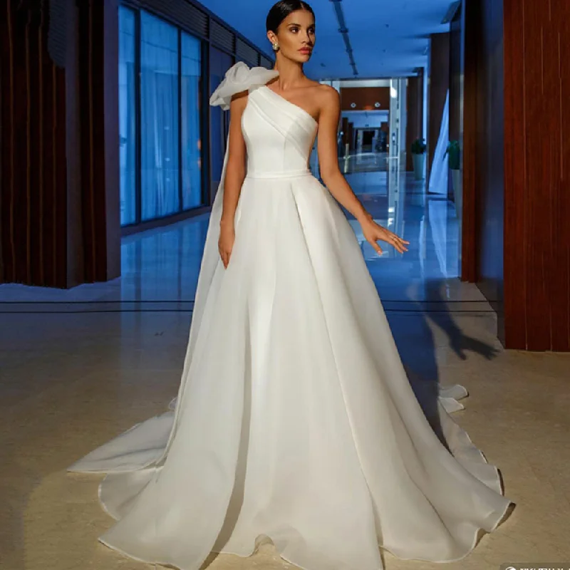 Cinessd Back to school outfit One Shoulder Organza Wedding Dress 2022 For Women Custom Made Robe De Mariee Elegant A Line Bridal Dresses Newest Wedding Cinessd Back to school outfit One Shoulder Organza Wedding Dress 2022 For Women Custom Made Robe De Mariee Elegant A Line Bridal Dresses Newest Wedding