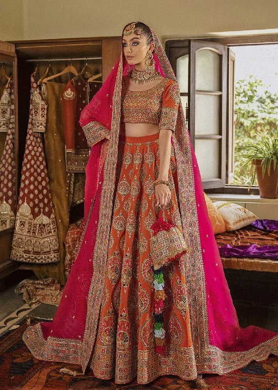 Plus-size wedding dress with flattering fit -Pakistani Bridal Dress in Orange Lehenga Choli Plus-size wedding dress with flattering fit -Pakistani Bridal Dress in Orange Lehenga Choli