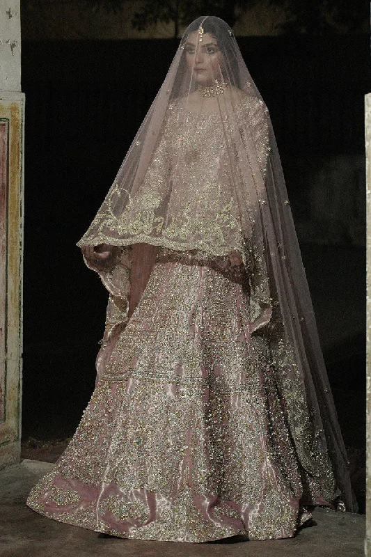 Bridal dress with long flowing train for impact -Pakistani Bridal Nikkah Dress Pink Monarchy Bridal dress with long flowing train for impact -Pakistani Bridal Nikkah Dress Pink Monarchy