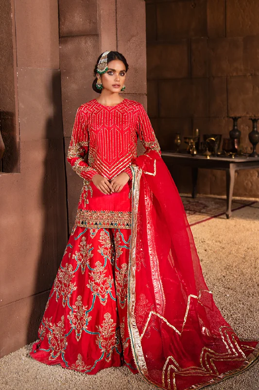 Timeless wedding dress with long lace sleeves -Pakistani Bridal Sharara with Short Kameez Timeless wedding dress with long lace sleeves -Pakistani Bridal Sharara with Short Kameez