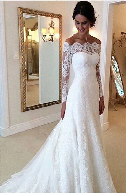 Plus Size Prom Dresses, 2020 Elegant A Line Off The Shoulder Long Sleeves Wedding Dresses cg7376 Plus Size Prom Dresses, 2020 Elegant A Line Off The Shoulder Long Sleeves Wedding Dresses cg7376