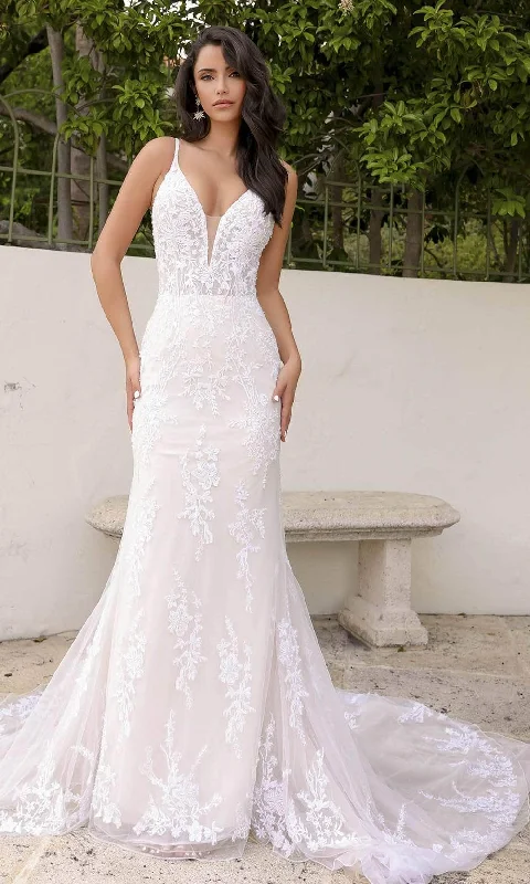 Wedding dress with embellished bodice for extra shine -Primavera Couture 11103 - Mermaid Wedding Gown Wedding dress with embellished bodice for extra shine -Primavera Couture 11103 - Mermaid Wedding Gown