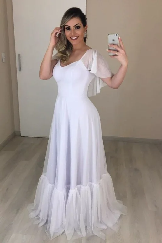 Prom Dresses Beautiful Open Back Beach Wedding Dress, Cap Sleeve Bridal Gown cg12673 Prom Dresses Beautiful Open Back Beach Wedding Dress, Cap Sleeve Bridal Gown cg12673