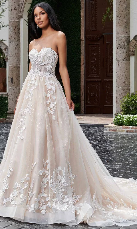 Luxe wedding dress with detailed lace pattern -Rachel Allan Bridal Rb3154 - Sequin Tulle Bridal Gown