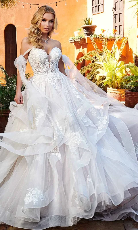 Vintage lace wedding dress for classic bridal look -Rachel Allan Bridal Rb3163 - Illusion Bodice Bridal Gown Vintage lace wedding dress for classic bridal look -Rachel Allan Bridal Rb3163 - Illusion Bodice Bridal Gown