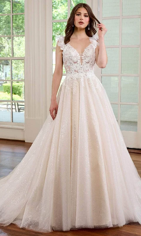 Wedding dress with deep sweetheart neckline for bold style -Rachel Allan RB2178 - Embroidered Glitter Bridal Gown Wedding dress with deep sweetheart neckline for bold style -Rachel Allan RB2178 - Embroidered Glitter Bridal Gown