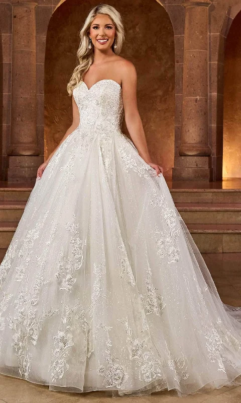 Wedding dress with chiffon detailing for airy look -Rachel Allan RB4165 - Sequin Embroidered Ballgown Wedding dress with chiffon detailing for airy look -Rachel Allan RB4165 - Sequin Embroidered Ballgown