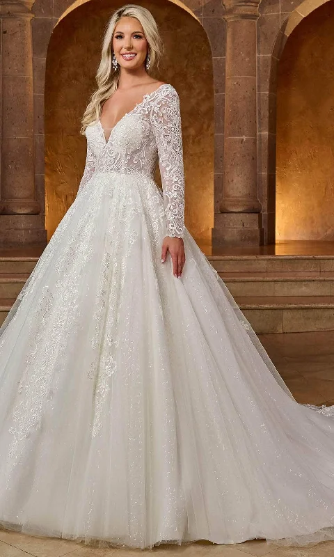 Elegant wedding dress with long satin train -Rachel Allan RB4180 - Sequin Lace Bridal Gown Elegant wedding dress with long satin train -Rachel Allan RB4180 - Sequin Lace Bridal Gown