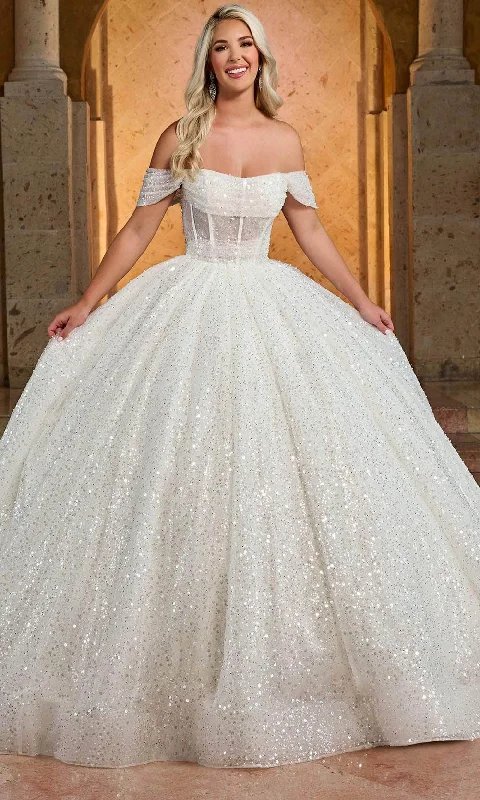 Floral wedding dress for romantic bridal look -Rachel Allan RB6134 - Beaded Corset Bodice Ballgown