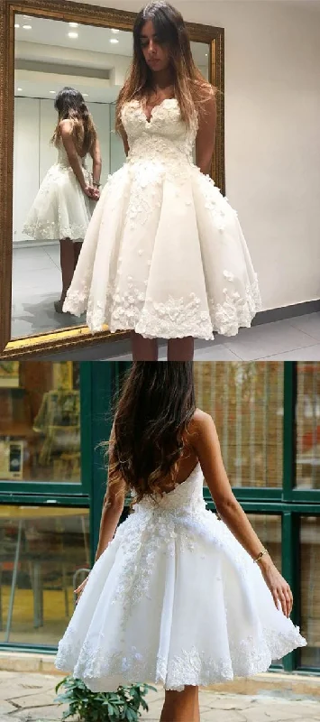 Romantic Strapless Short Wedding Dress Short A Line with Delicate Floral Homecoming Dress cg16946 Romantic Strapless Short Wedding Dress Short A Line with Delicate Floral Homecoming Dress cg16946
