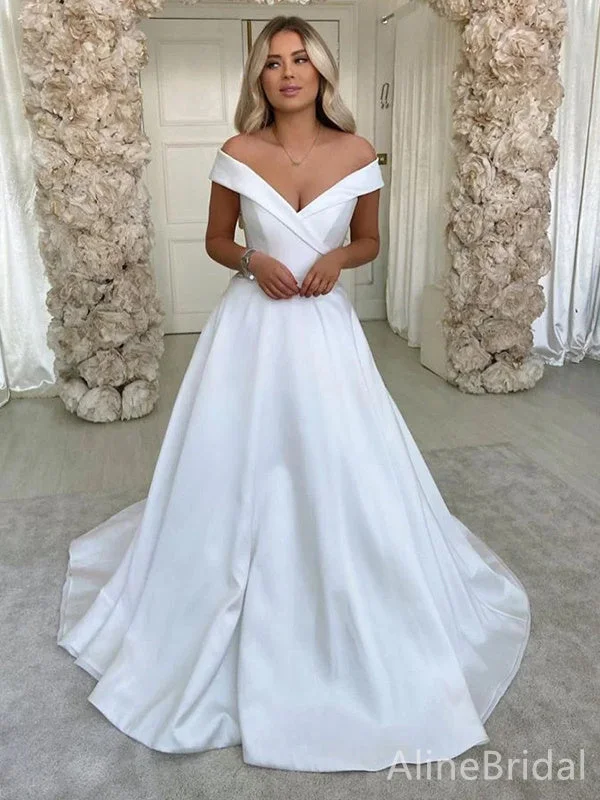 Wedding dress with floral bodice for unique look -Cheap V-neck Off-Shoulder A-line Long Wedding Dresses,WD3085 Wedding dress with floral bodice for unique look -Cheap V-neck Off-Shoulder A-line Long Wedding Dresses,WD3085